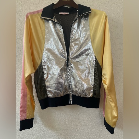 Kira Plastinina Colorful Gorpcore Front Zip Jacket SZ FR 44 US L 10-12 Metallic - Picture 1 of 8